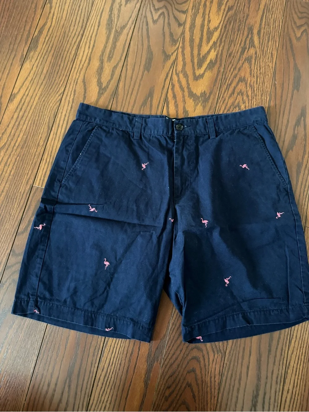 GAP Navy Shorts with Pink Flamingo Embroidery